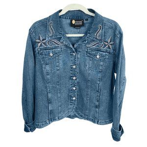 Christine Alexander Swarovski Crystal Denim Jacket